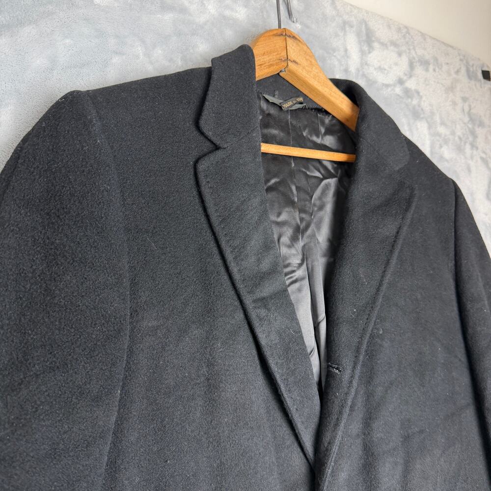 Vintage‎ Italy Overcoat Mens 37R Black Cashmere Made in Italy